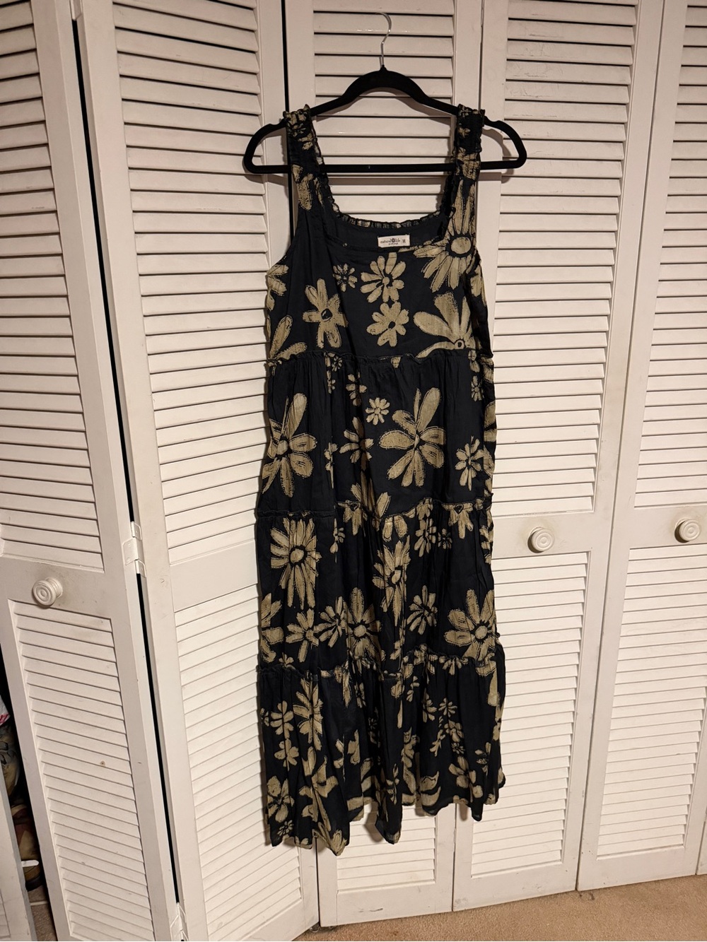 Floral Tiered Maxi Dress in Black and Gold